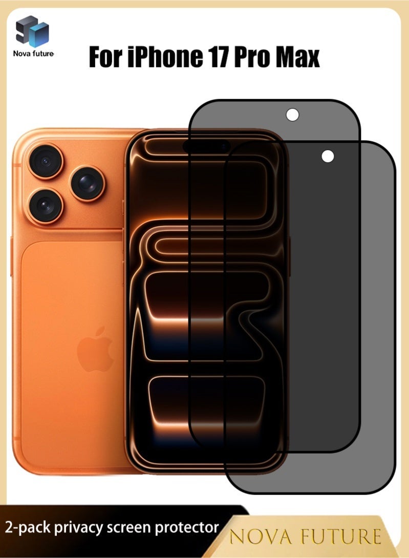 Nova future 2 Pack Privacy Screen Protector for iPhone 17 Pro Max,[30° Anti-Spy][9H Hardness][Anti Scratch][Bubble Free] Tempered Screen Protector for iPhone 17 Pro Max 6.9-Inch 2025 (Boxed, 2PCS) - Image 1